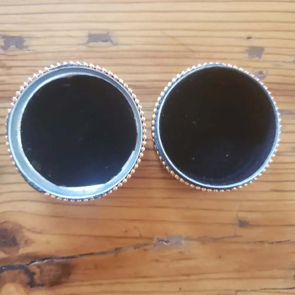 Mini Sequin Multicolored Tin Jewelry Trinket Circle Box Black Felt Inside Travel